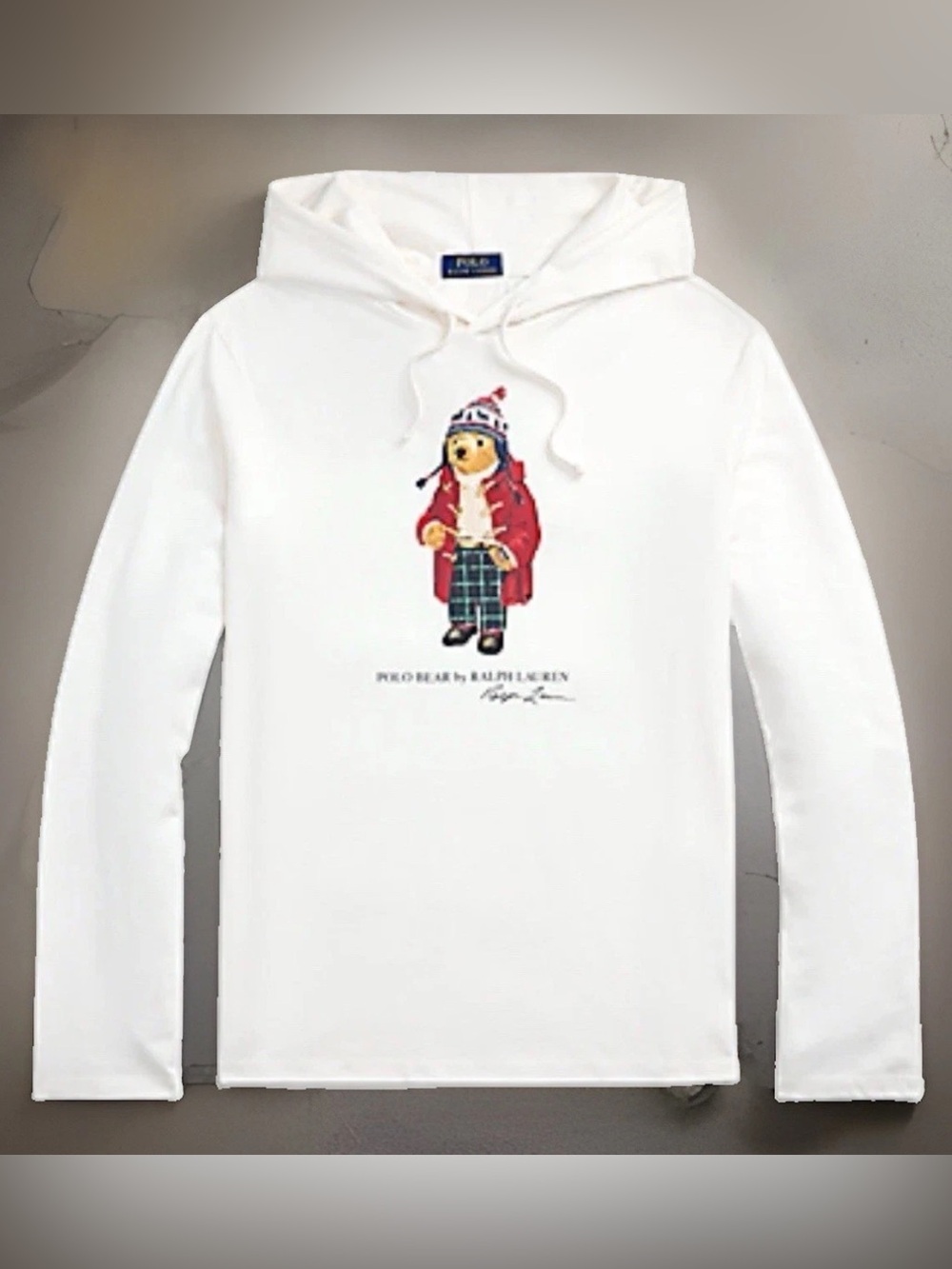 Polo Ralph Lauren Jersey Hooded Toggle Bear Long Sleeve Tee T-Shitt